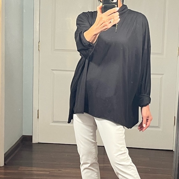 Eskandar black 100% prima cotton turtleneck top - Picture 4 of 11